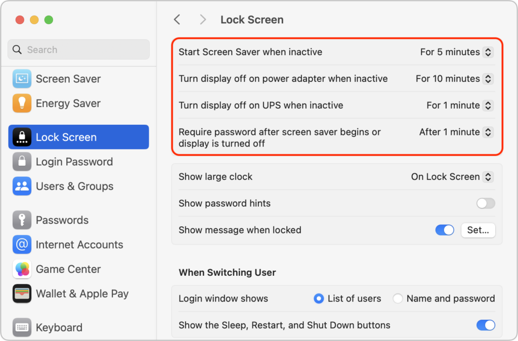 Set macOS to Require a Password after Screen Saver Start or Display Sleep