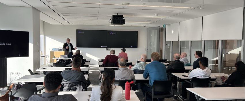 Alary Technologies event at Apple Canada Headquarters discussing business security and Apple ecosystem solutions.